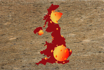 Coronavirus map United Kingdom, pandemic, epidemic in UK - 365185277