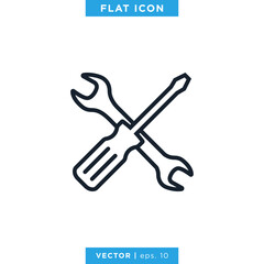Tools Icon Vector Logo Design Template. Screwdriver and Wrench Icon