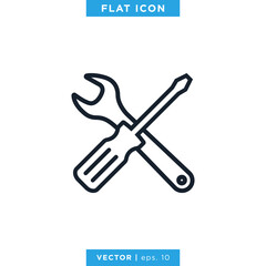Tools Icon Vector Logo Design Template. Screwdriver and Wrench Icon