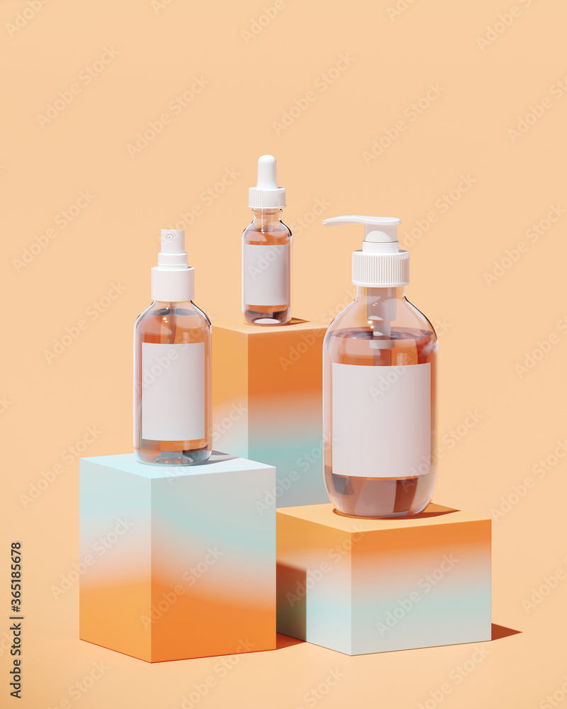 Poster minimal abstract mockup background for product presentation. cosmetic bottle with blending vibrant g