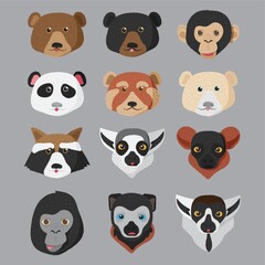 collection of animal faces