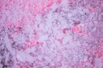 Obraz premium text background, pink ice cream, frost on ice cream, strawberry, banner with space for text