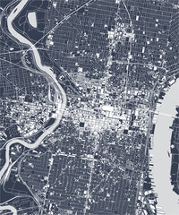 map of the city of Philadelphia, Pennsylvania, USA