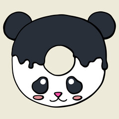 Glazed cute doughnut animals. Isolated donuts with glaze and bite