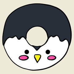 Glazed cute doughnut animals. Isolated donuts with glaze and bite