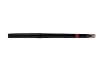 Cosmetic tools. Macro photograph of a professional pink lip liner pencil isolated on a white...