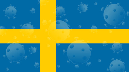 Coronavirus, flag of Sweden - 365186827