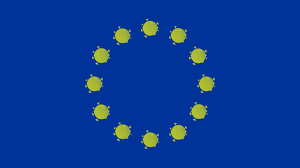 Coronavirus, flag of European Union - 365187050