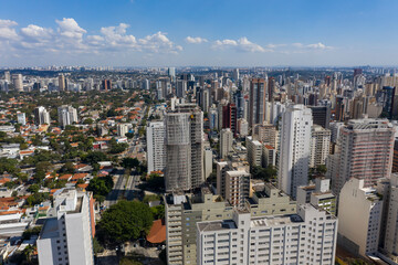 Fototapeta na wymiar Aerial view of Sao Paulo, Brazil. Important avenue. Avenue Rebouças.