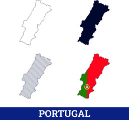 Portugal Map with National flag Vector