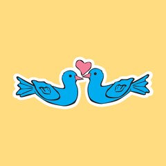 heart with a pair of lovebirds