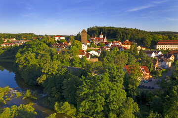 Town and Castle in Tynec nad Sazavou in Bohemia, Czech Republic