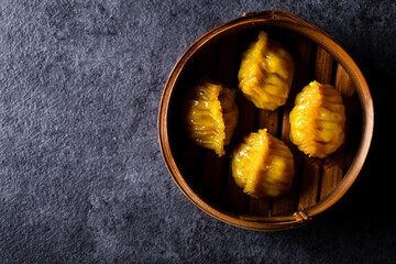 Obraz premium Dim SUM . Chinese dimsum bamboo steamer