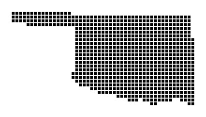 Oklahoma map. Map of Oklahoma in dotted style. Borders of the US state filled with rectangles for your design. Vector illustration.