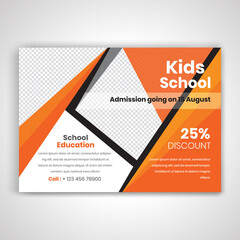 Back To School Concept Horizontal Flyer Template.