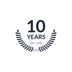 10 Year Anniversary with leaf symbol Vector Template Design Illustration