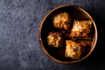 Dim SUM . Chinese dimsum bamboo steamer