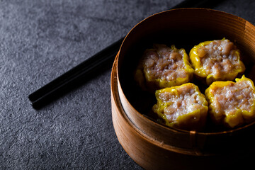 Dim SUM . Chinese dimsum bamboo steamer