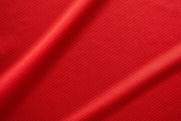 Red sports clothing fabric football jersey texture close up