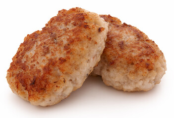 Haddock fishcakes isolated on white background.