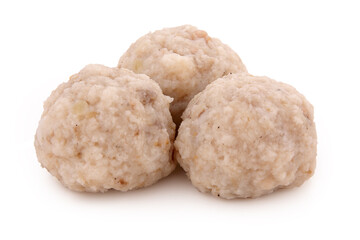 Steam cooked fish-balls isolated on white background.