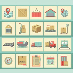 collection of logistic icons