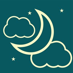 clouds and crescent moon