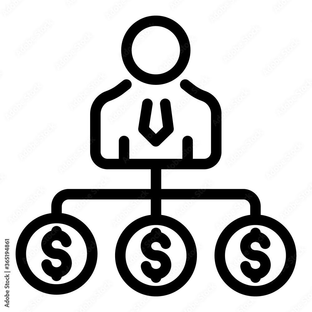 Poster manager money scheme icon. outline manager money scheme vector icon for web design isolated on white