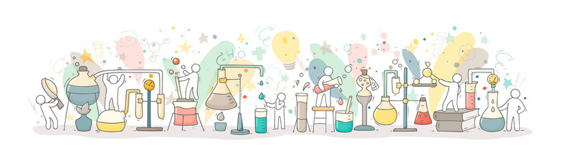 chemical experiment with working little people