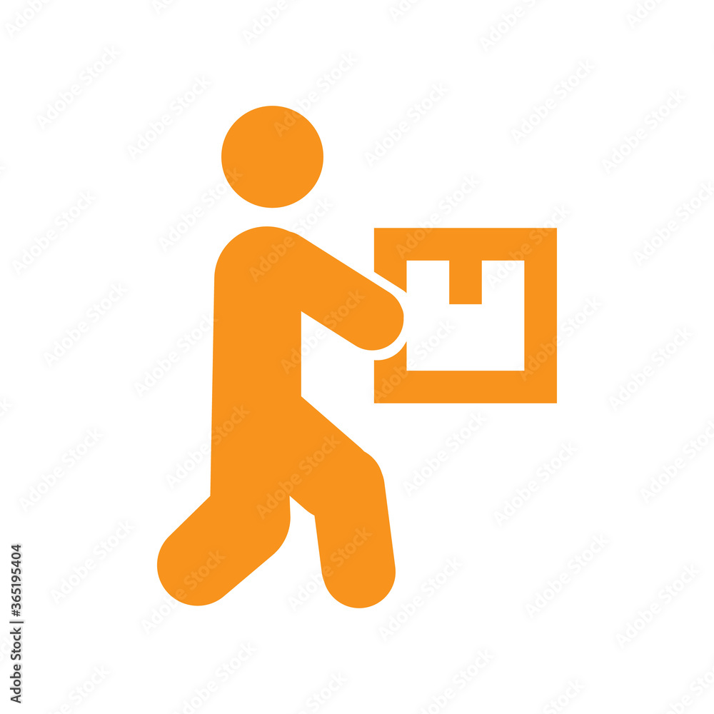 Poster Оrange courier icon with package.