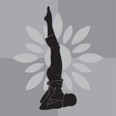 girl silhouette practising yoga in supported shoulderstand pose