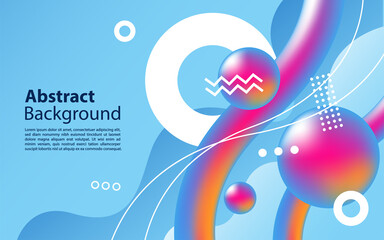 Blue background with colorful fluid graphic shape background design.