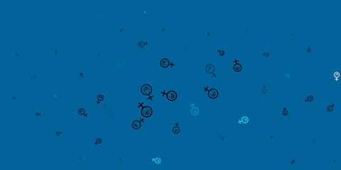 Light BLUE vector texture with women's rights symbols.