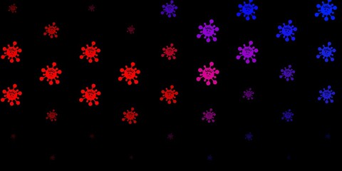 Fototapeta na wymiar Dark blue, red vector pattern with coronavirus elements.