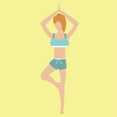 Obraz premium girl practising yoga in tree pose