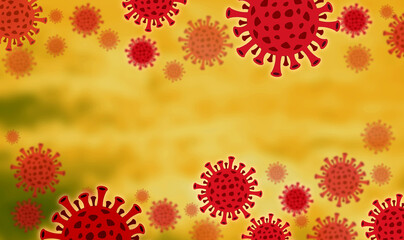 Corona virus with a yellow background