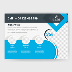 Gym & Fitness Club Horizontal Flyer Template.