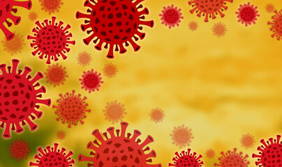 Corona virus with a yellow background