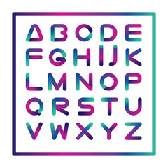 Geometrical editable stroke line font , minimalist contemporary structure and bright colors in gradient. Edit the stroke weight or style freely.