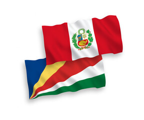 Flags of Peru and Seychelles on a white background