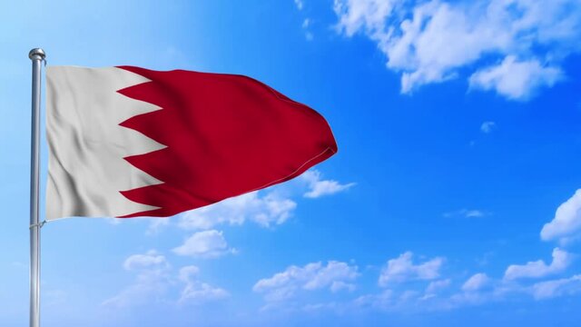 Seamless loop of the Bahrain flag waving in the wind	