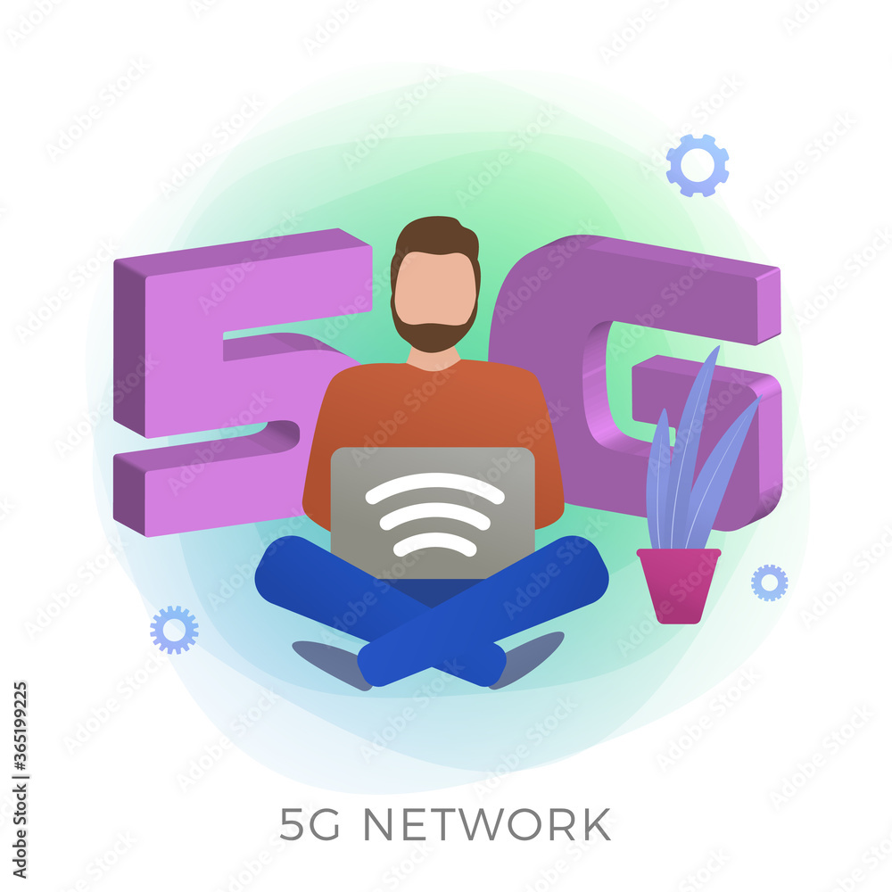 Poster 5g network technology flat vector icon. new global high speed internet wireless systems concept with