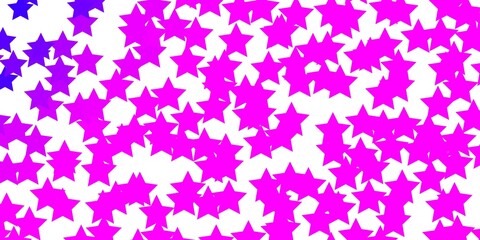 Light Purple, Pink vector background with colorful stars. Shining colorful illustration with small and big stars. Design for your business promotion.