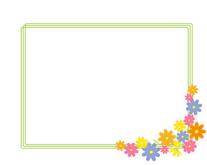 カラフルなコスモスの花のフレーム　秋桜のメッセージカード