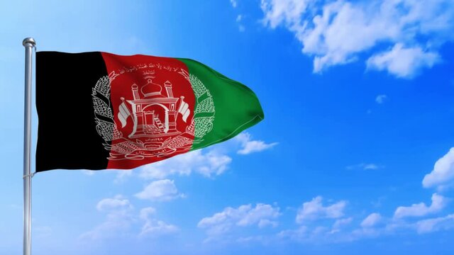 Seamless loop of the Afghanistan flag waving in the wind	