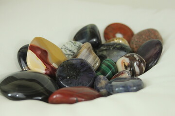 Variety of semi-precious stone healing stones different colors