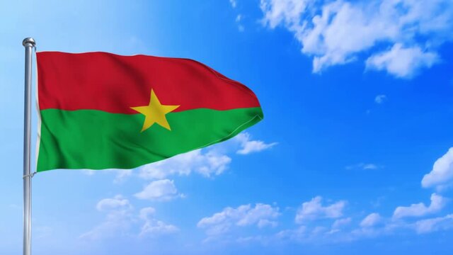 Seamless loop of the Burkina Faso flag waving in the wind	