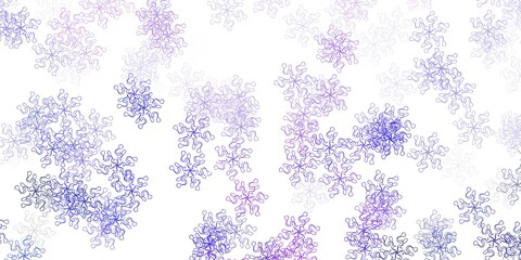 Light purple vector doodle template with flowers.
