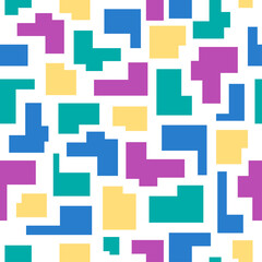 Repeating background of colorful blocks. Vector illustration of abstract geometric seamless pattern. Endless texture of bricks.	
