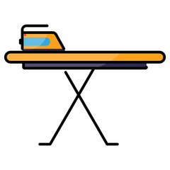ironing board laundry icon design color outline design